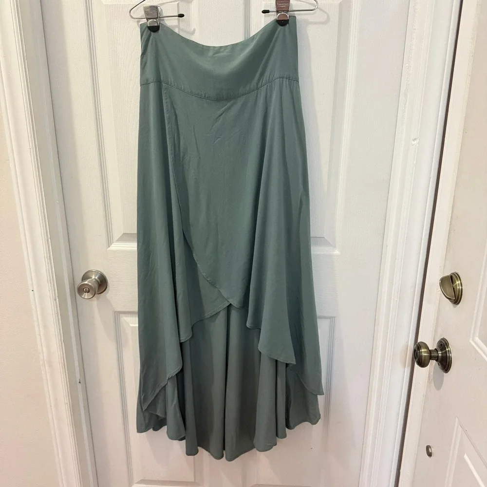 O'Neill Ambrosio Tulip Hem Skirt Women's Small Balsam Green Sage High Low Maxi - Picture 1 of 12